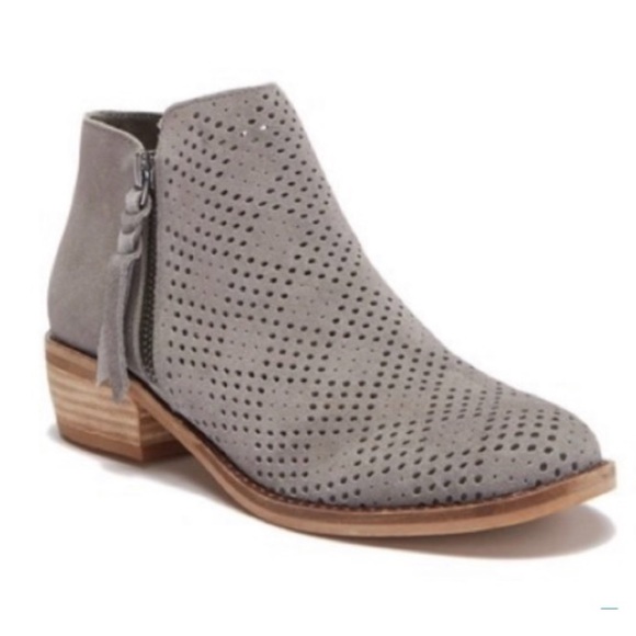 Dolce Vita Sofie Taupe Perforated Ankle Boots - Picture 1 of 5